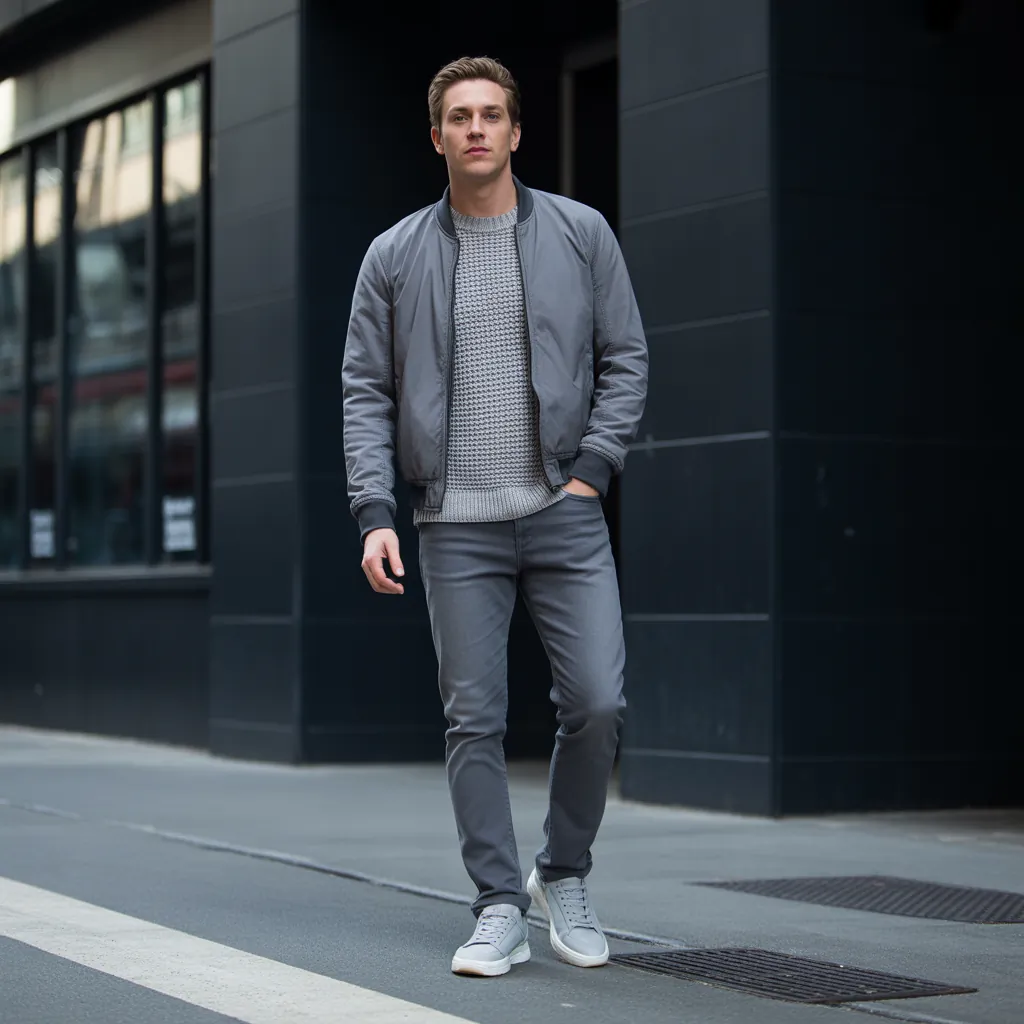 grey jeans outfit men