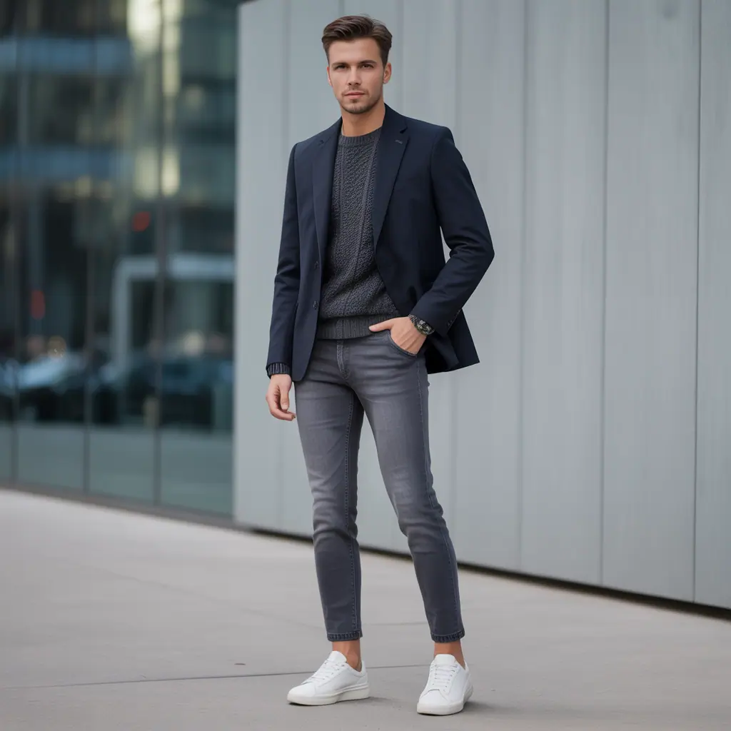 grey jeans outfit men