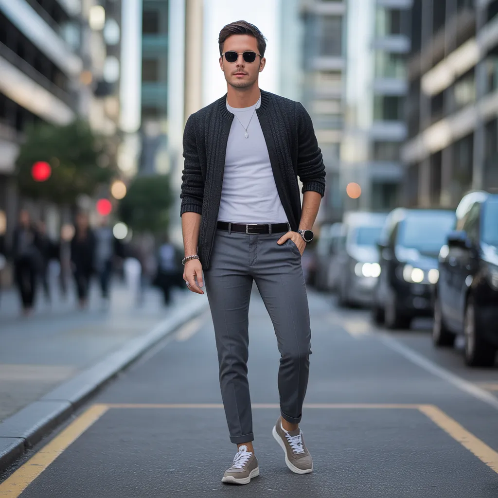 grey jeans outfit men