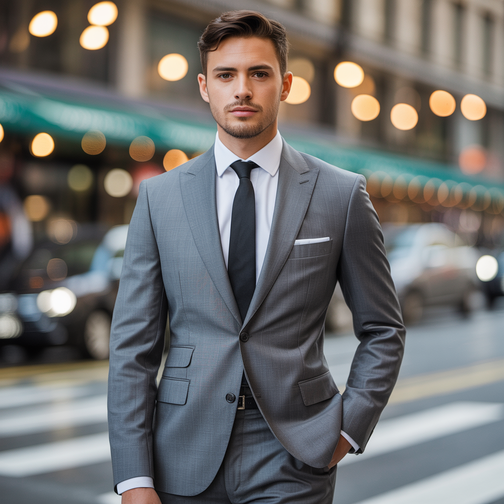 grey suit