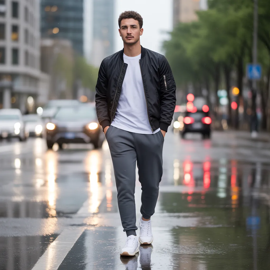 grey sweatpants outfit men