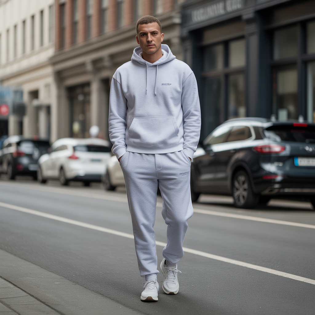 grey sweatpants outfit men