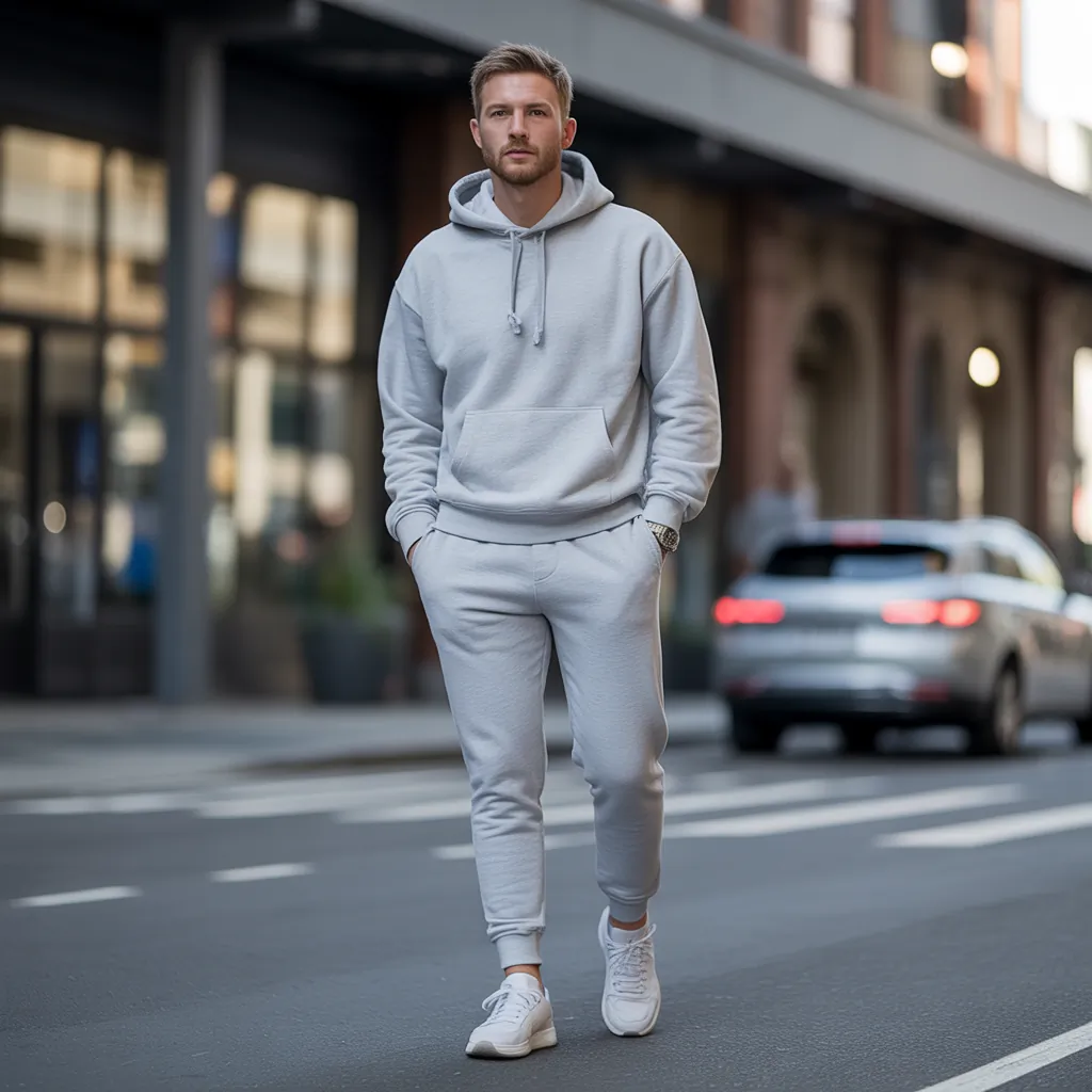 grey sweatpants outfit men