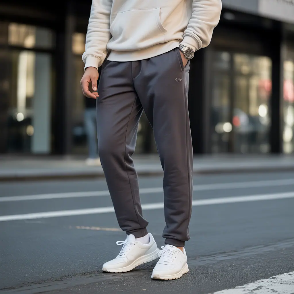 grey sweatpants outfit men