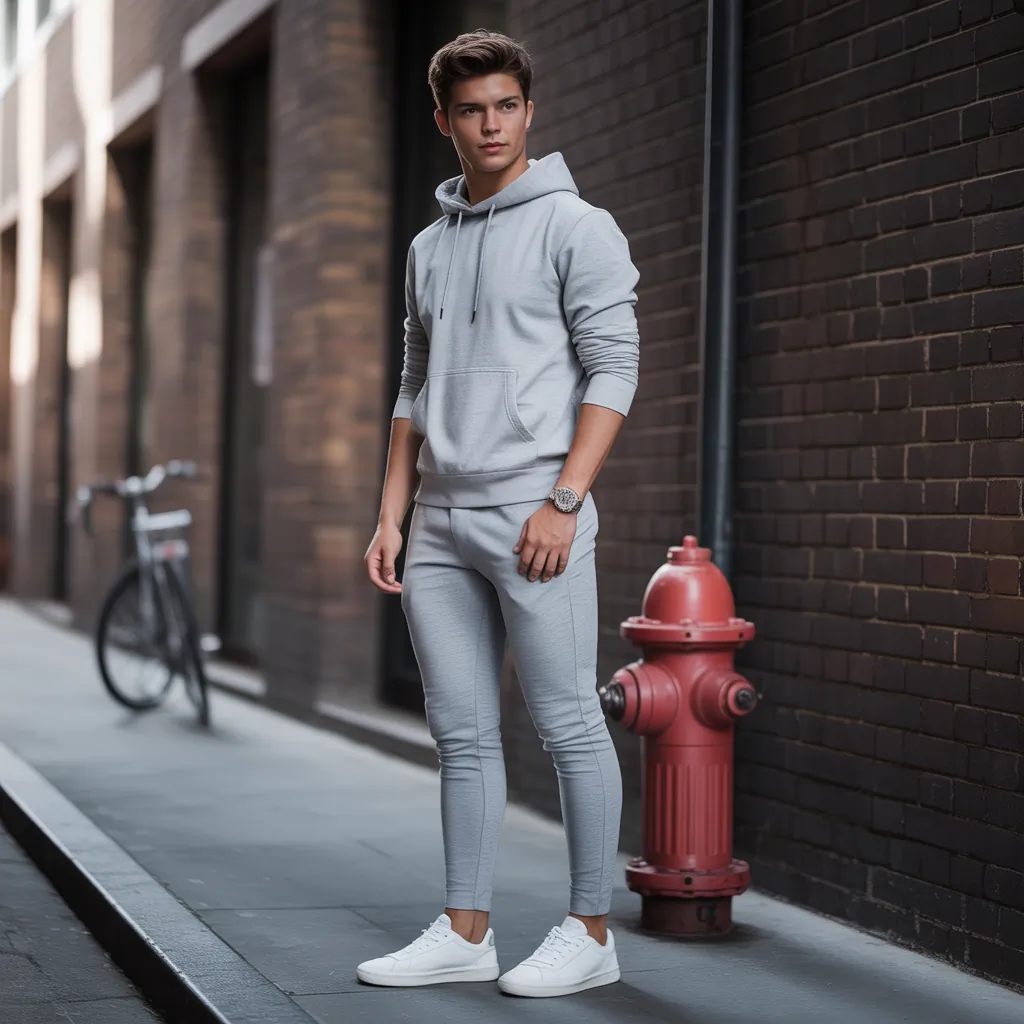 grey sweatpants outfit men