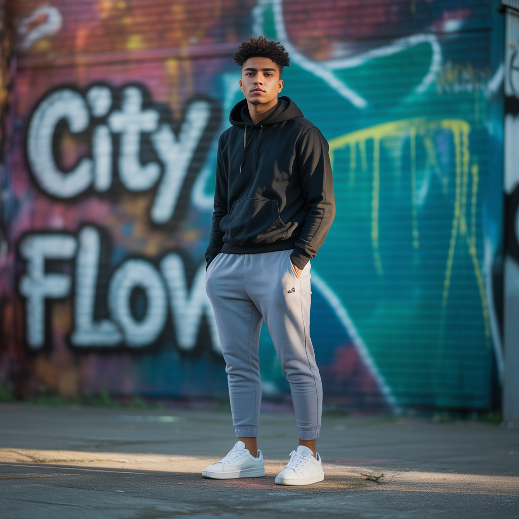 grey sweatpants outfit men