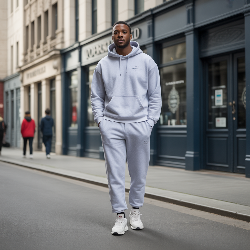 grey sweatpants outfit men