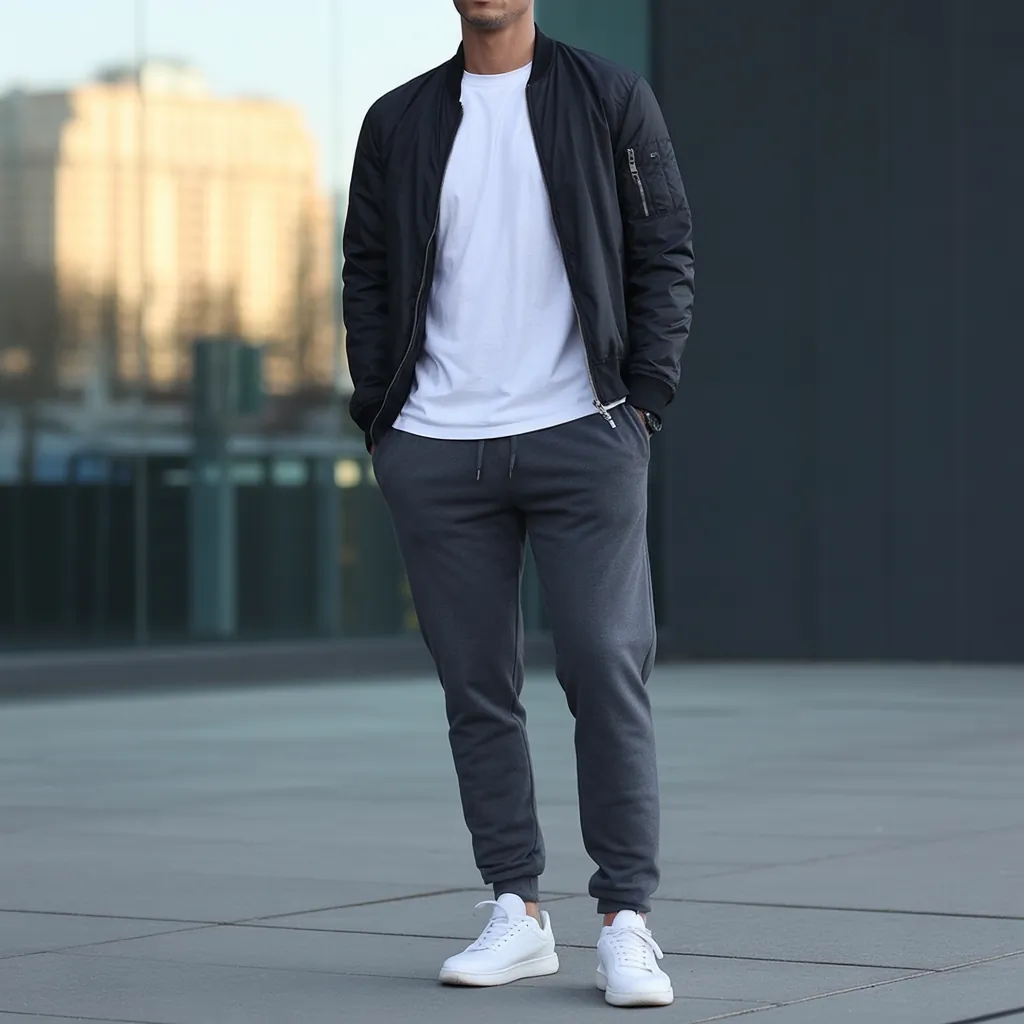 grey sweatpants outfit men