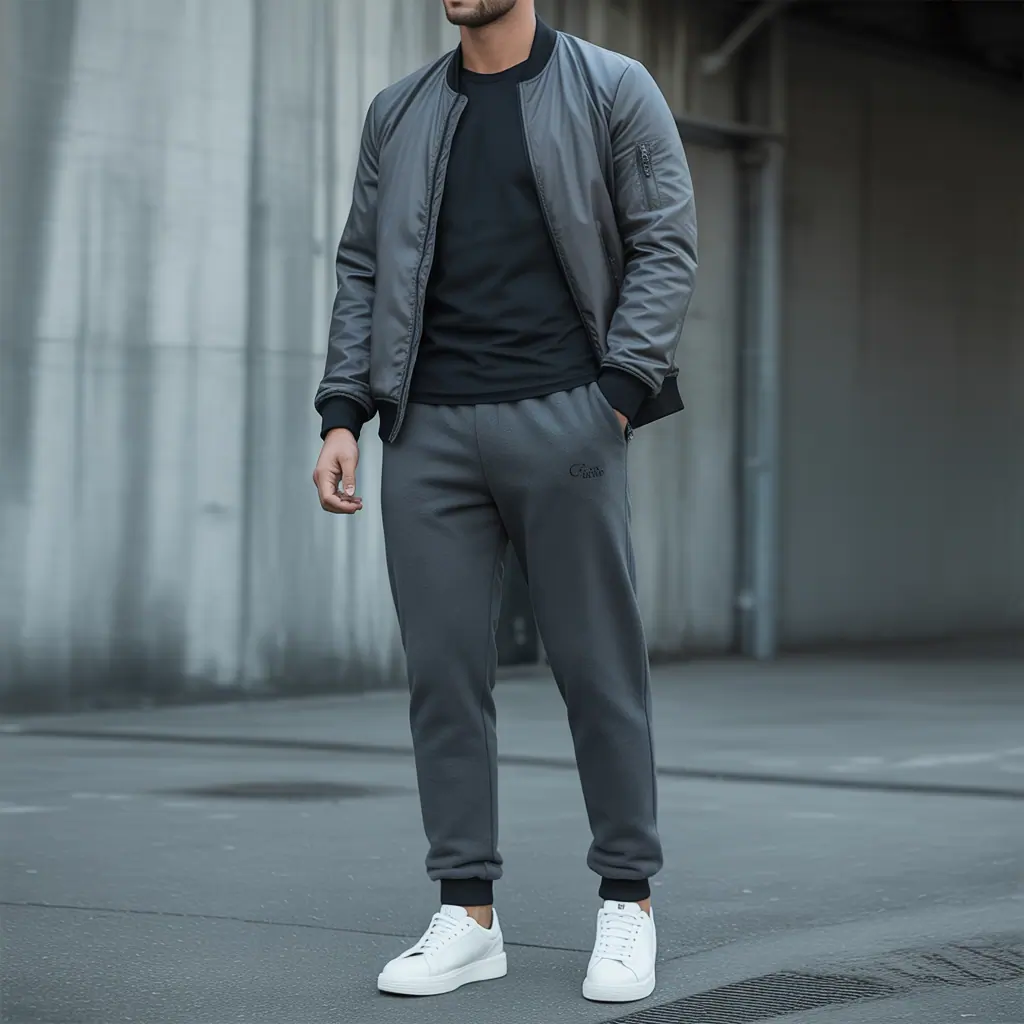 grey sweatpants outfit men