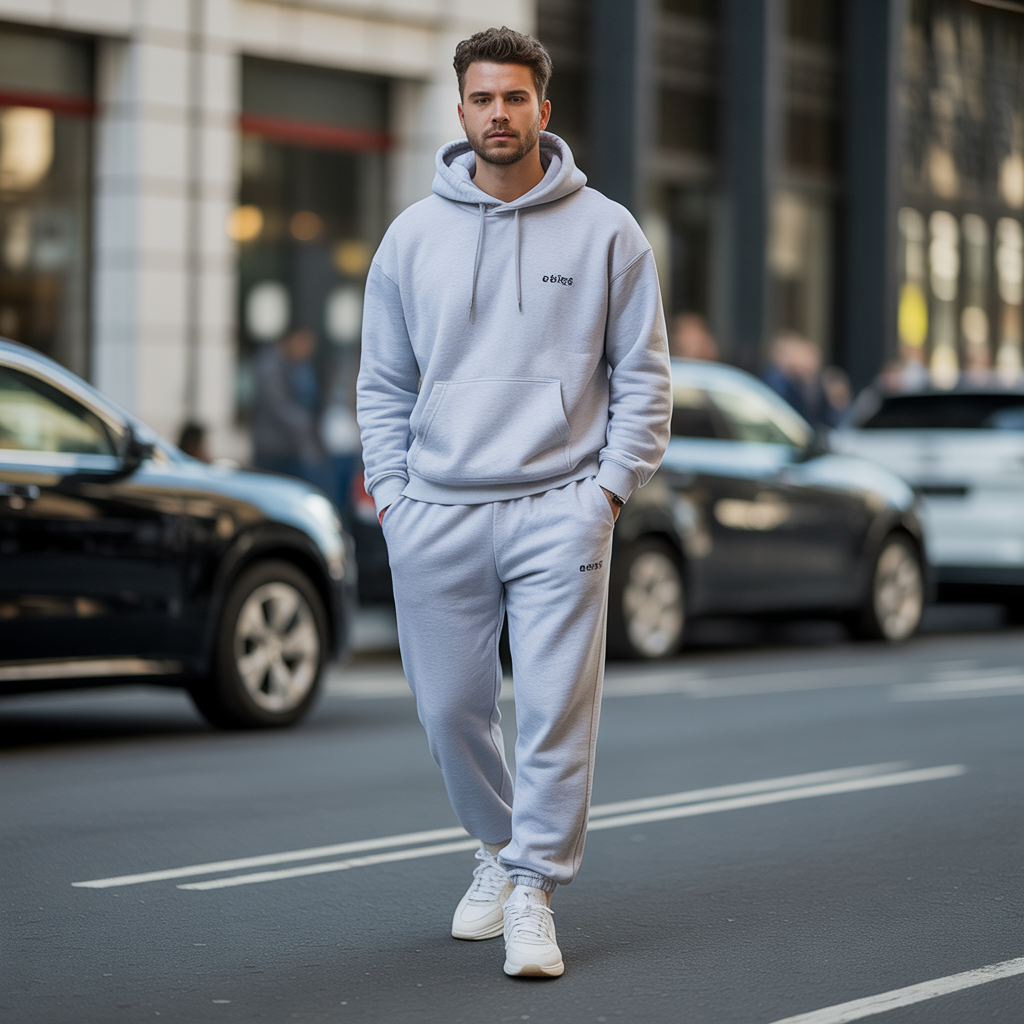 grey sweatpants outfit men