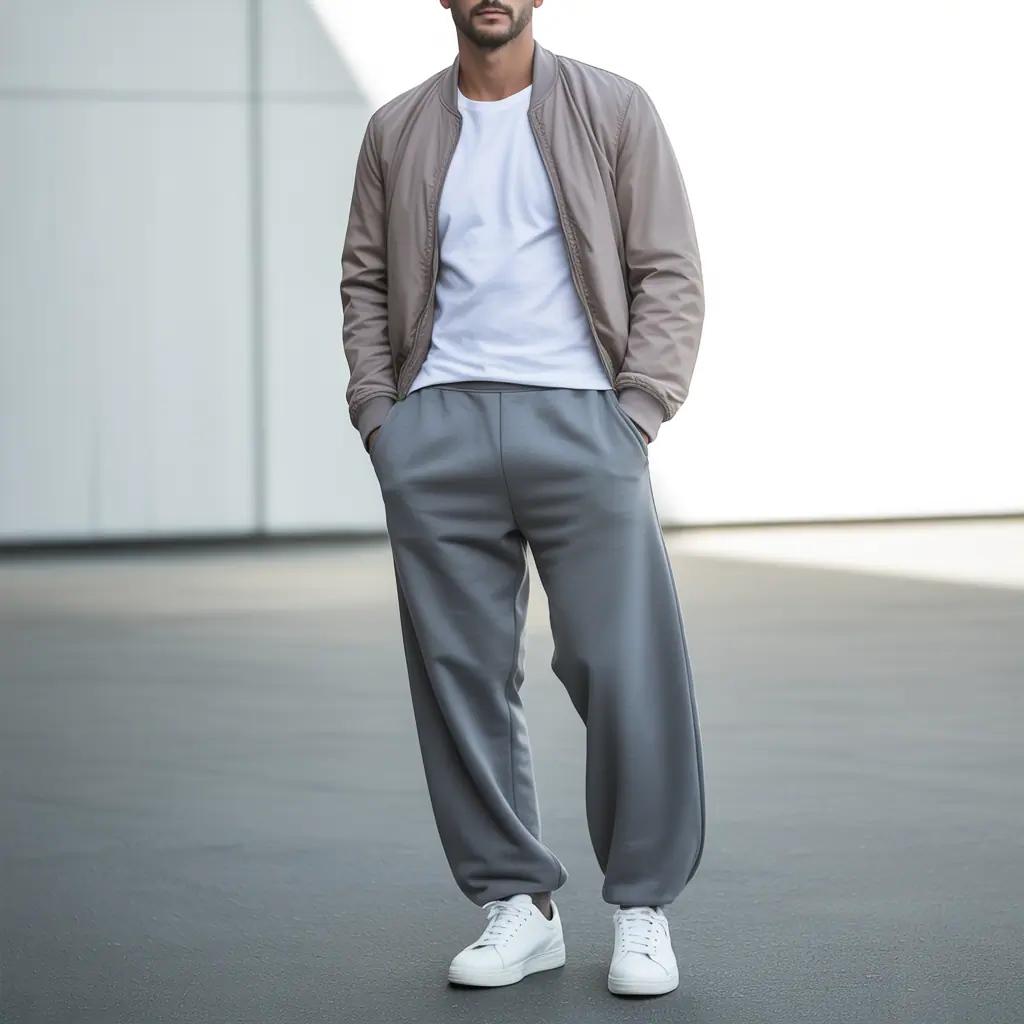 grey sweatpants outfit men