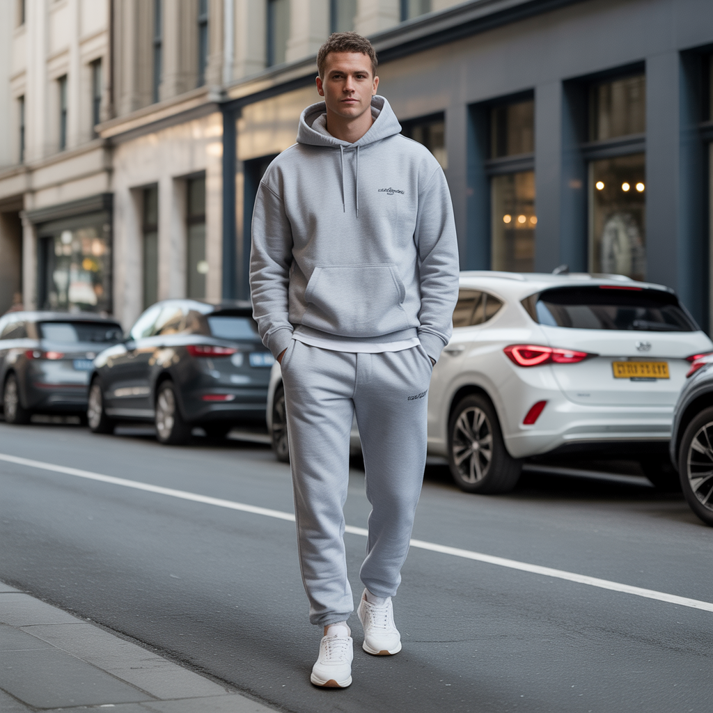 grey sweatpants outfit men