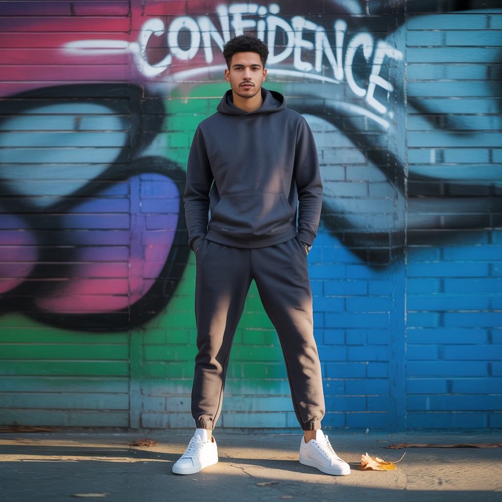 grey sweatpants outfit men