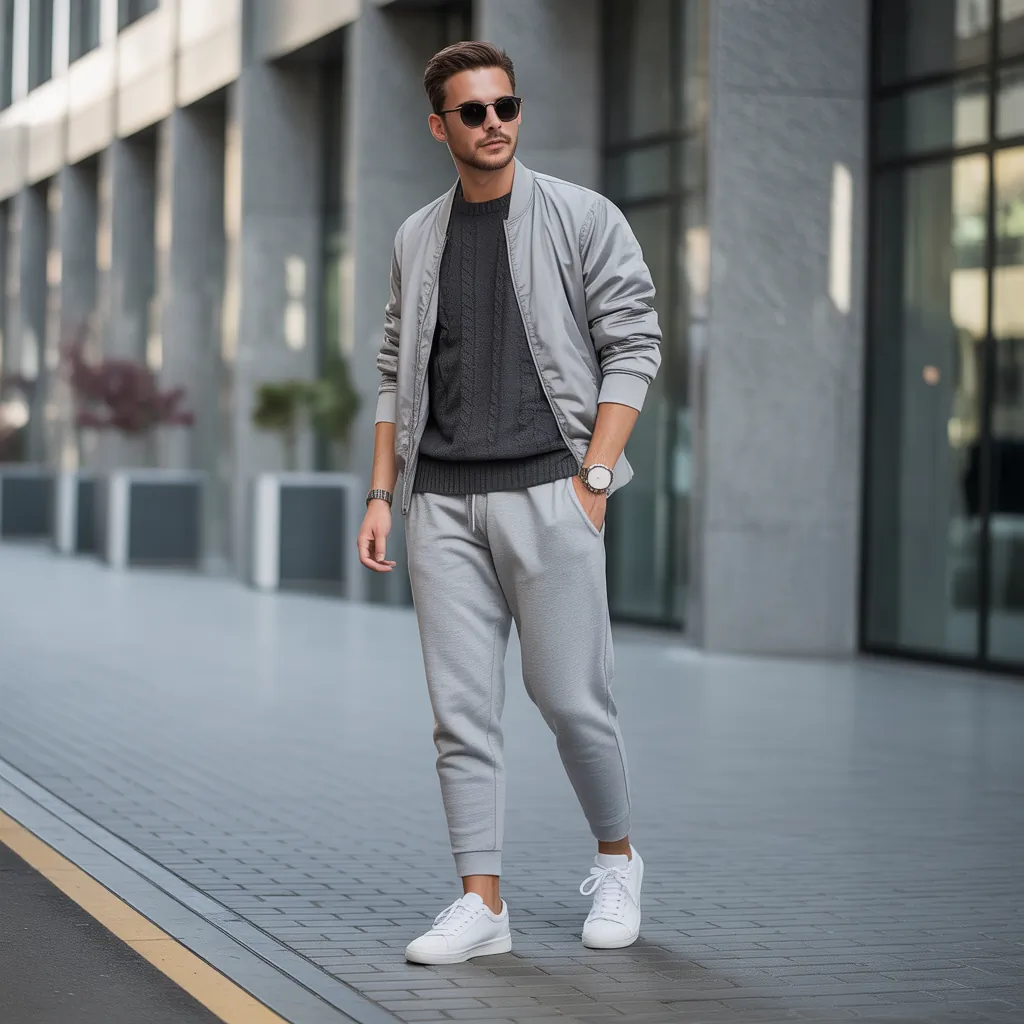grey sweatpants outfit men