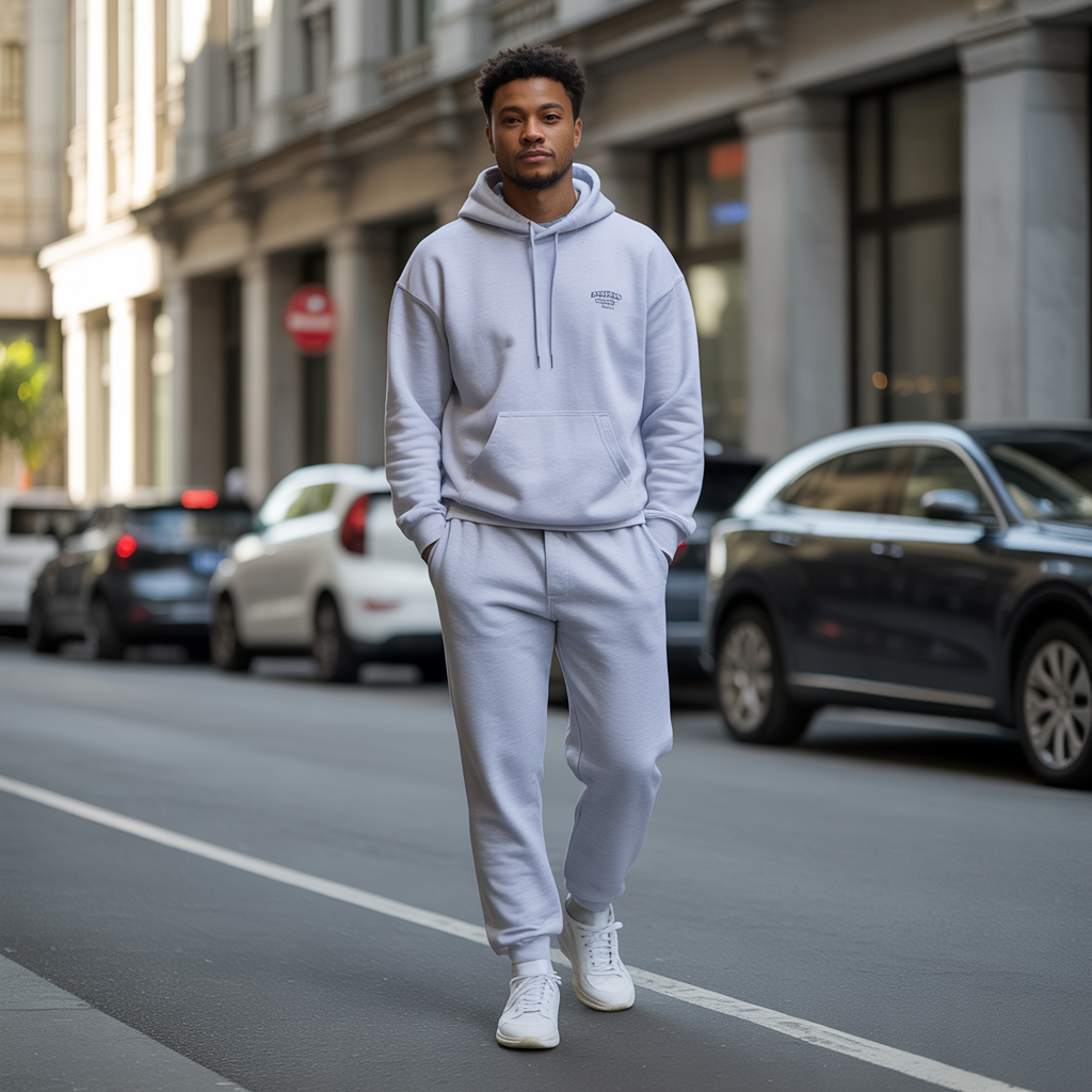 grey sweatpants outfit men