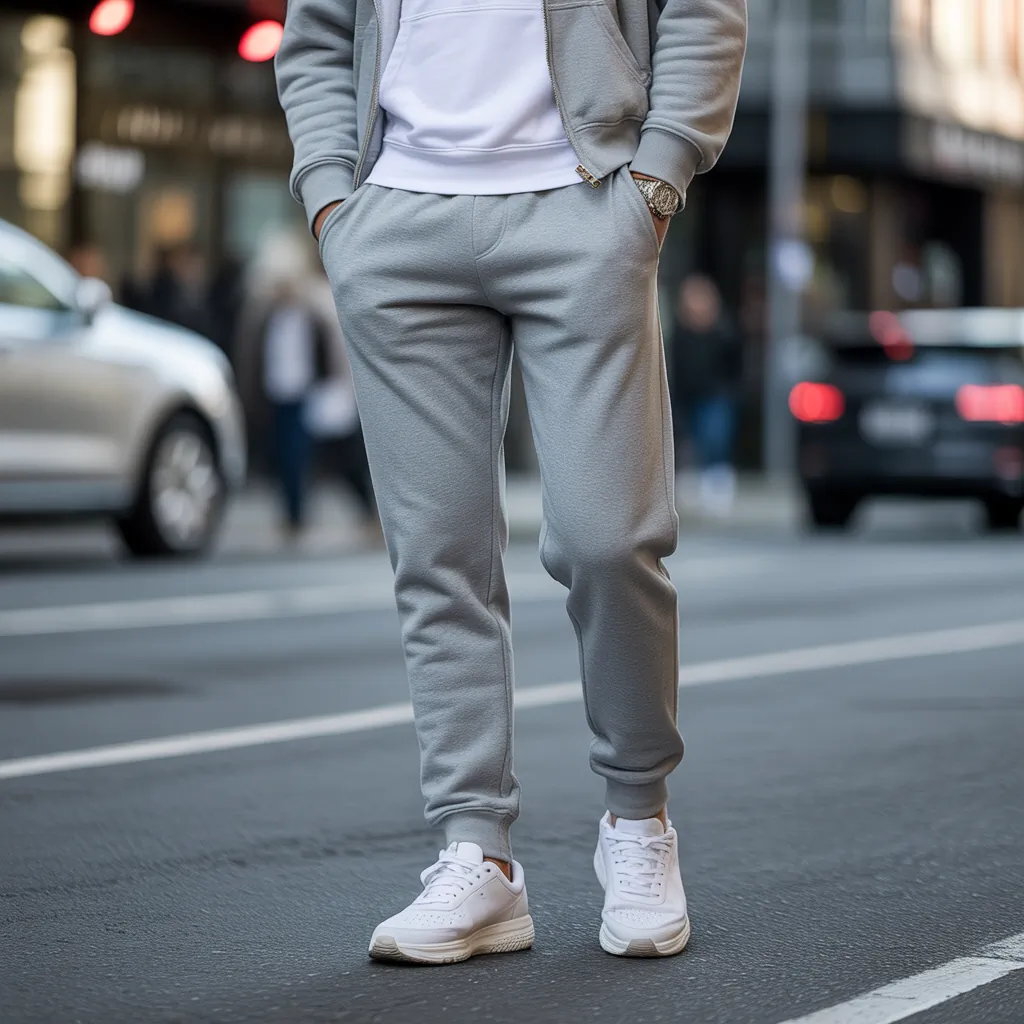grey sweatpants outfit men