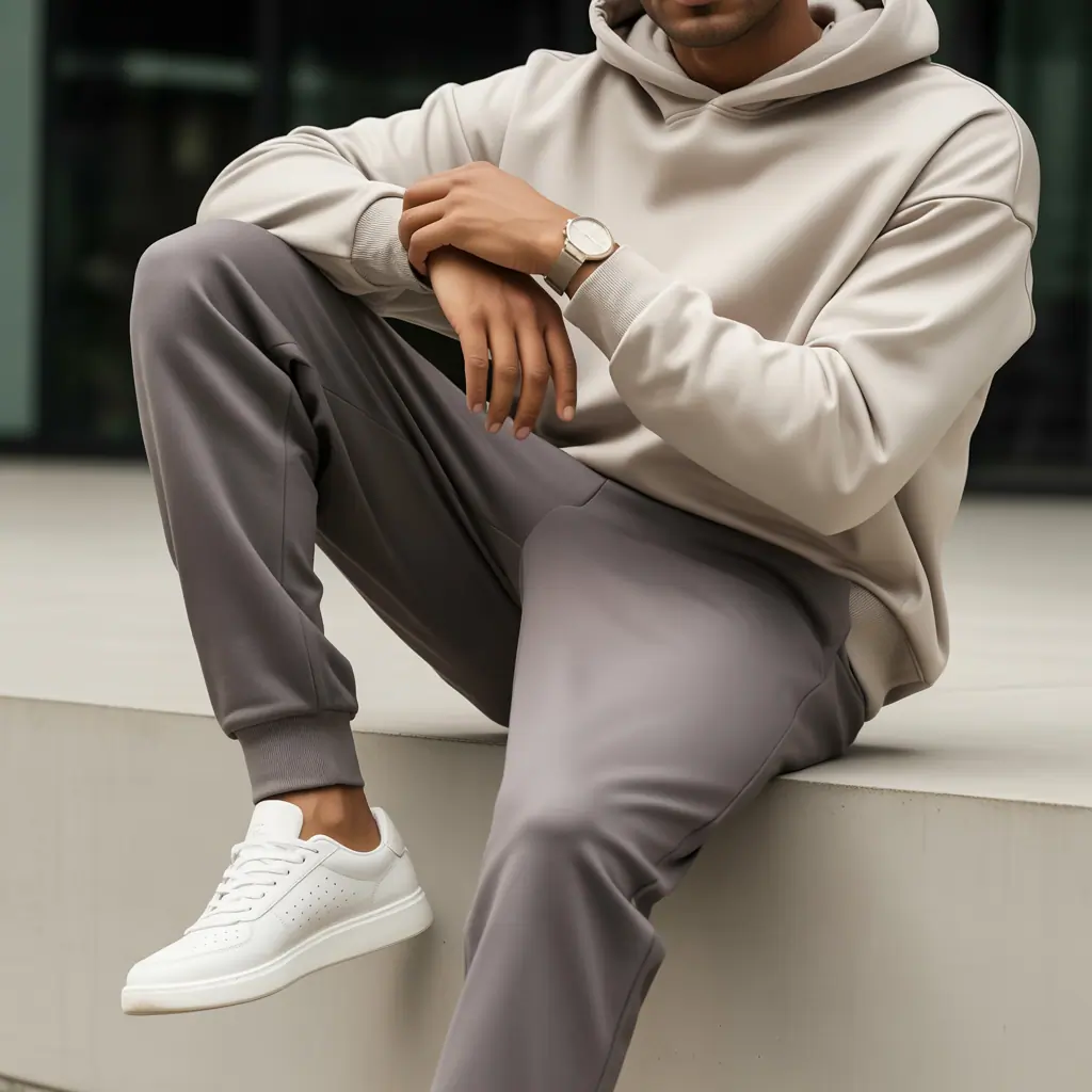 grey sweatpants outfit men