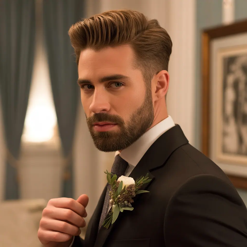 grooms hairstyles with beard