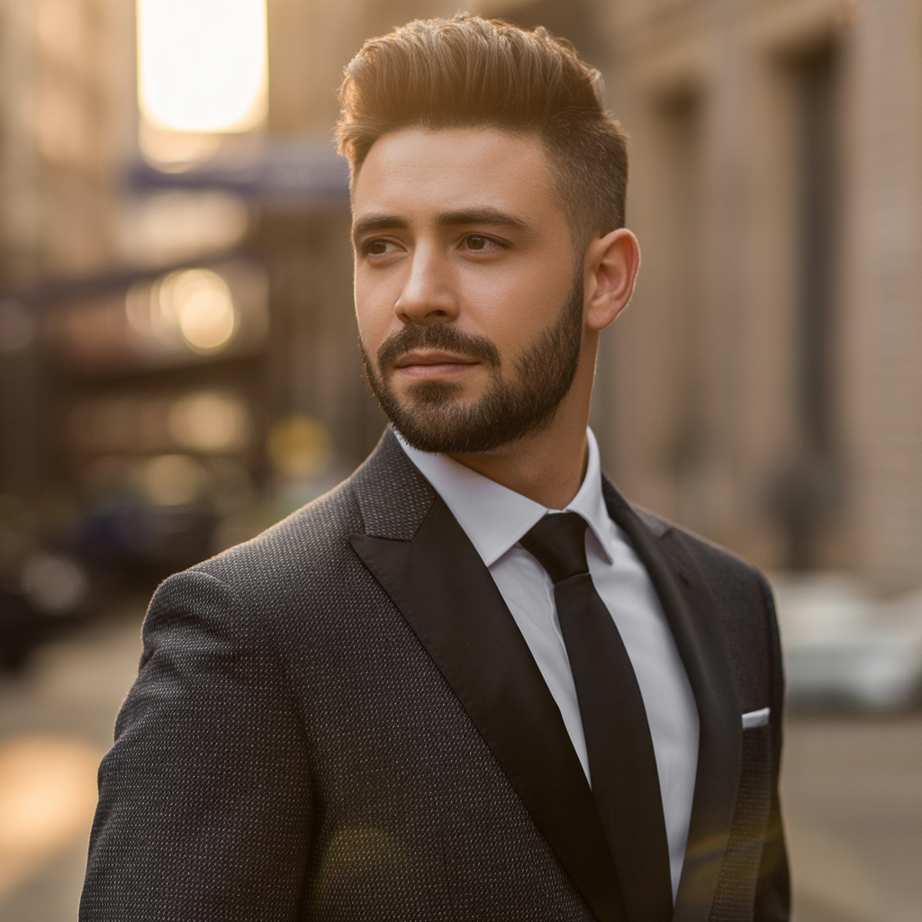 grooms hairstyles with beard