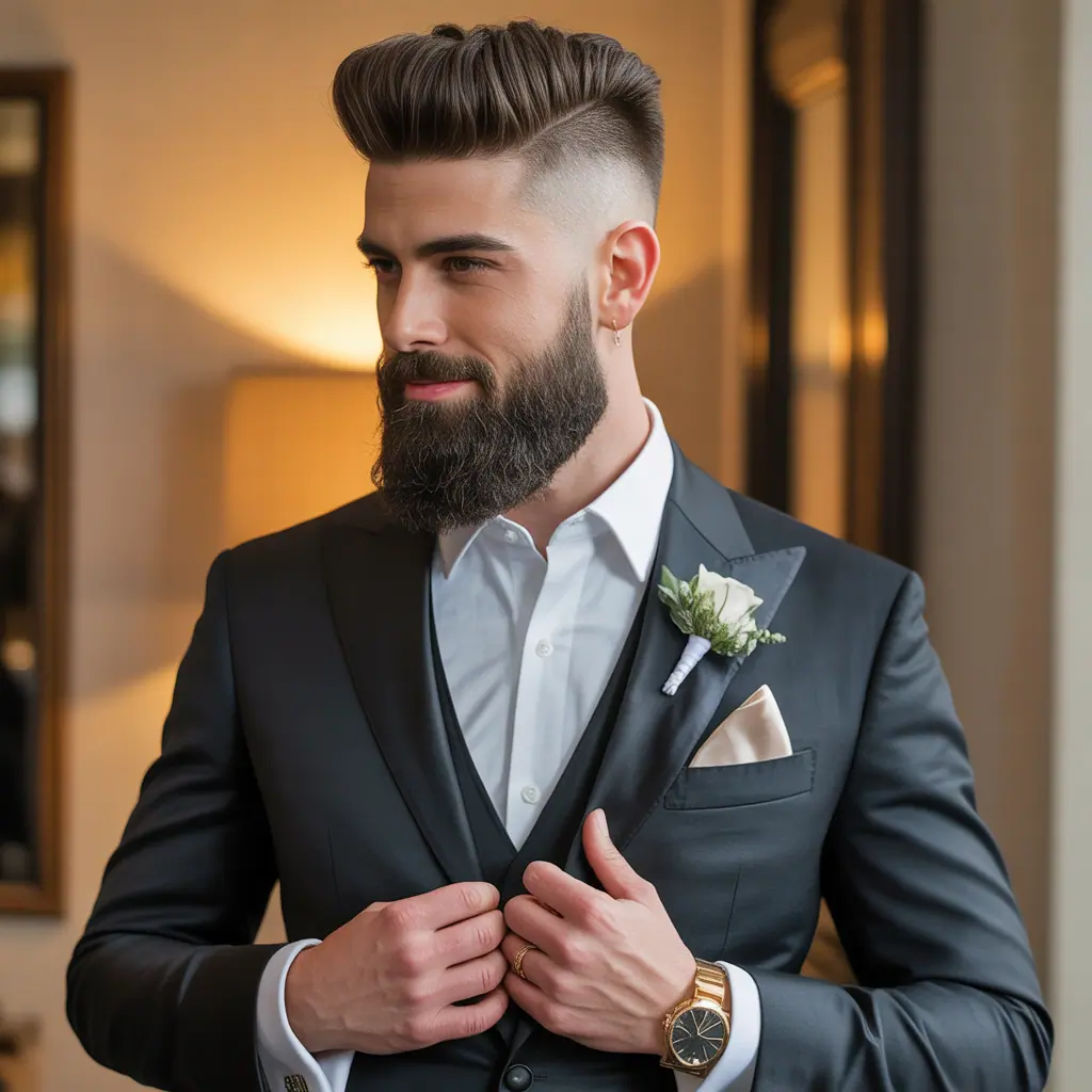 grooms hairstyles with beard