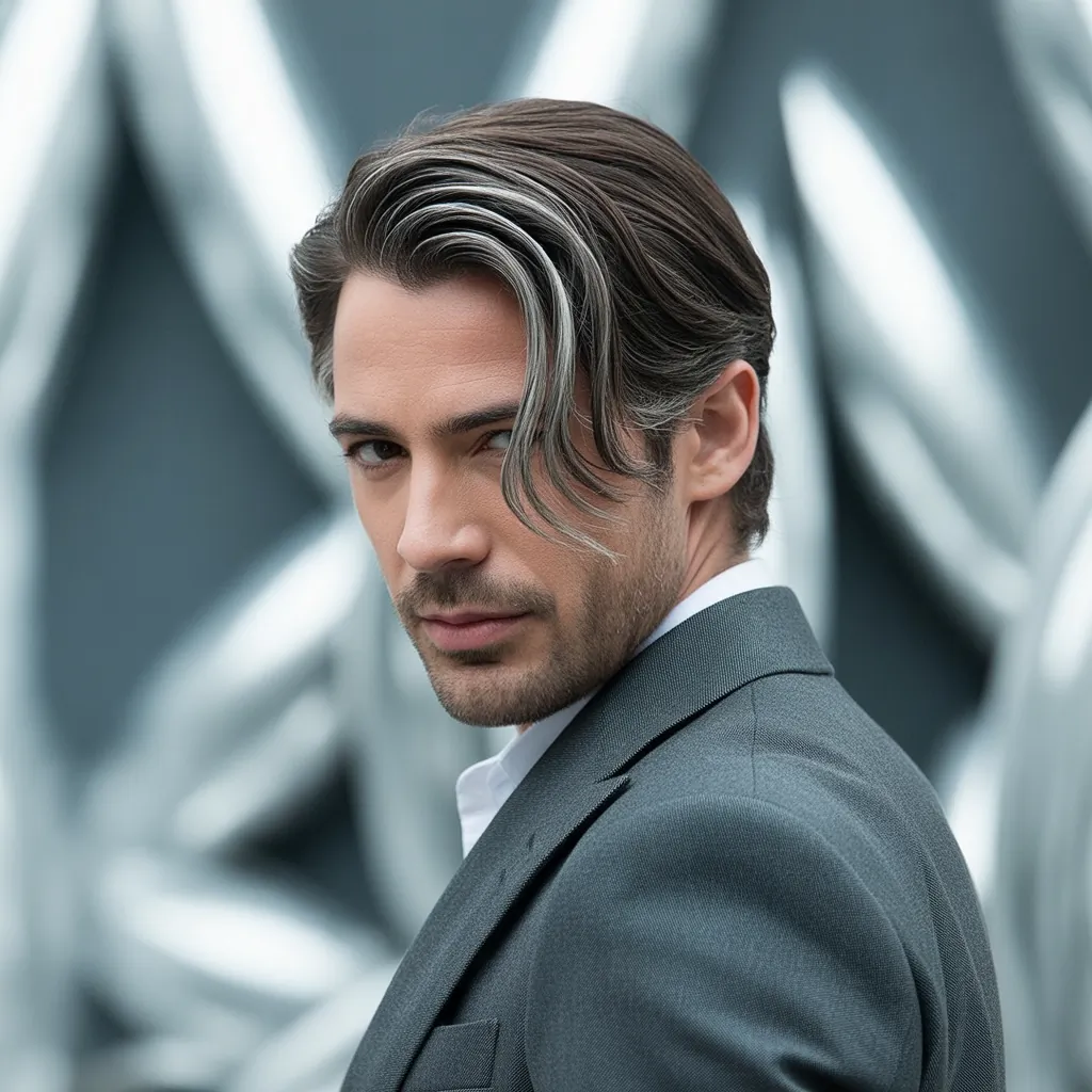 highlights to cover gray hair brunettes