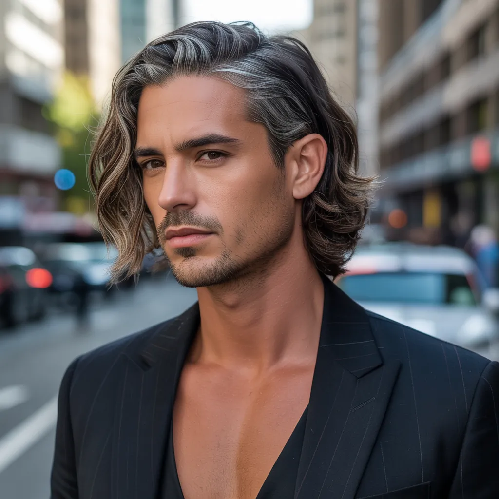 highlights to cover gray hair brunettes