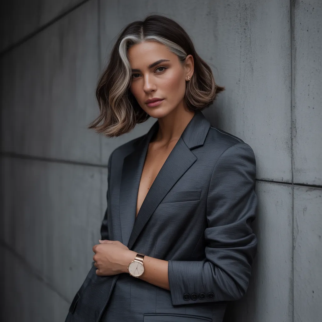 highlights to cover gray hair brunettes