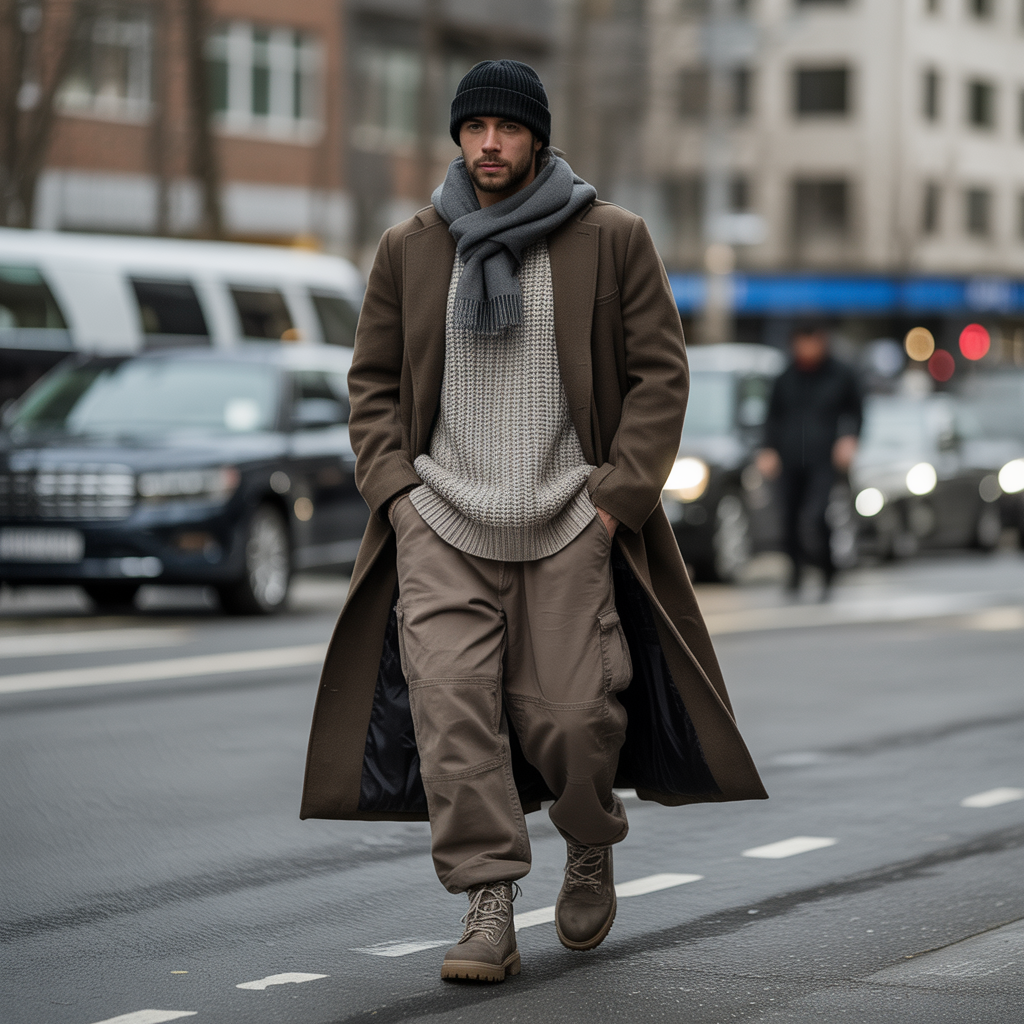 how to style baggy pants in winter