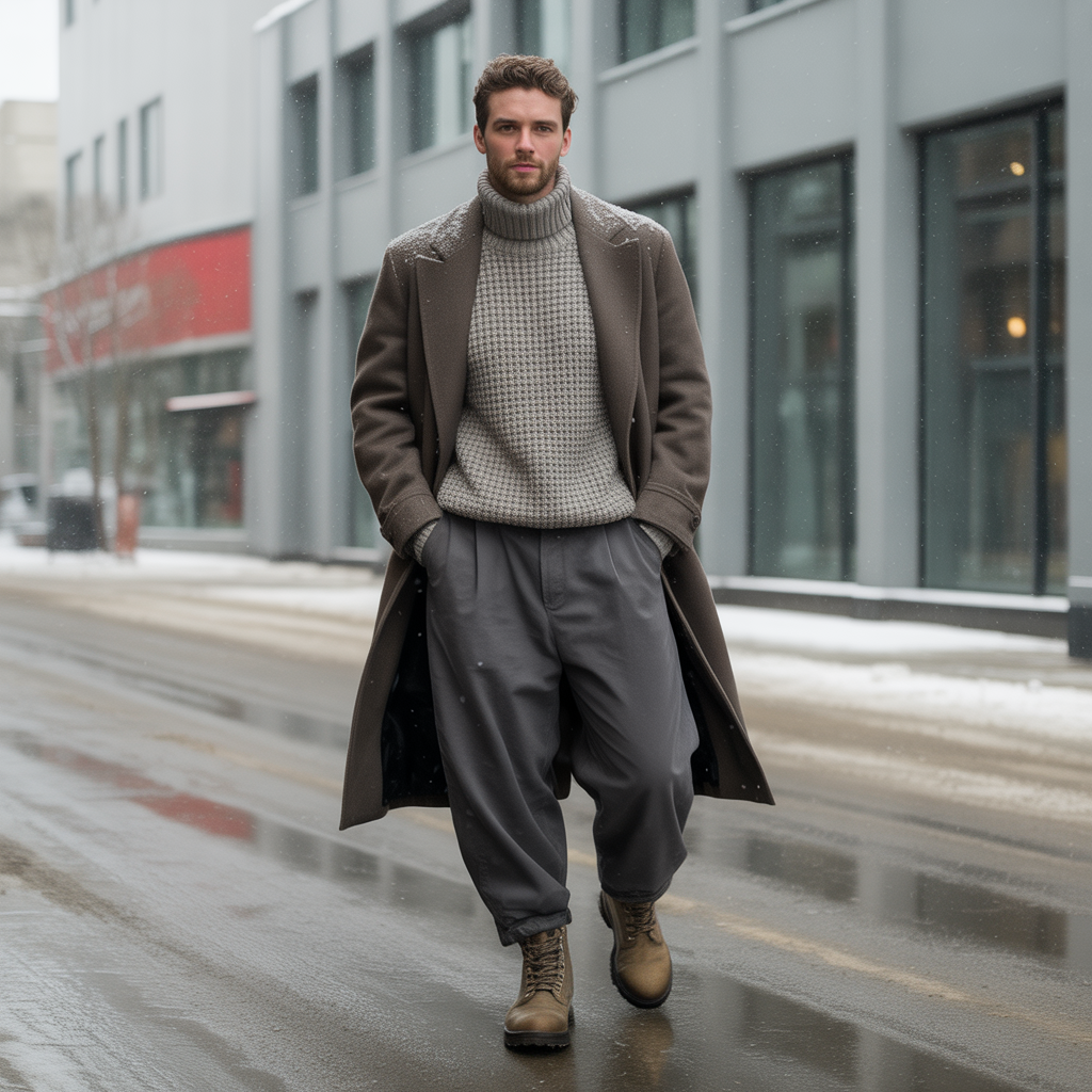 how to style baggy pants in winter
