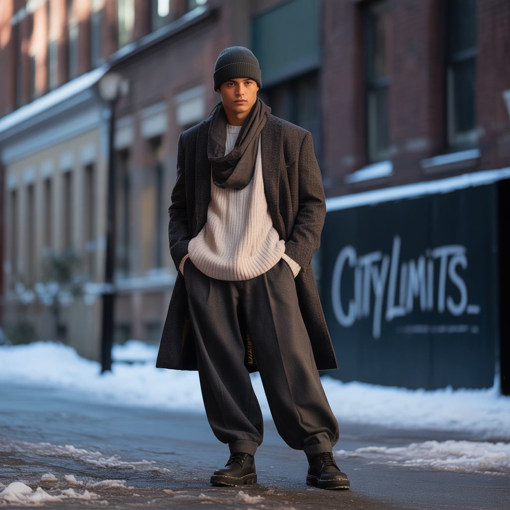 how to style baggy pants in winter