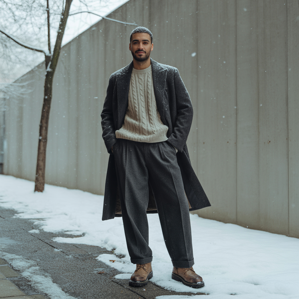 how to style baggy pants in winter