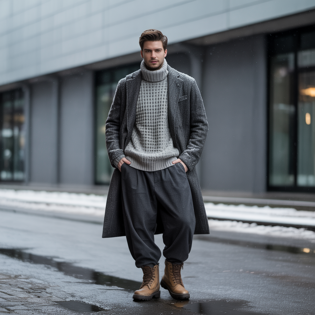 how to style baggy pants in winter
