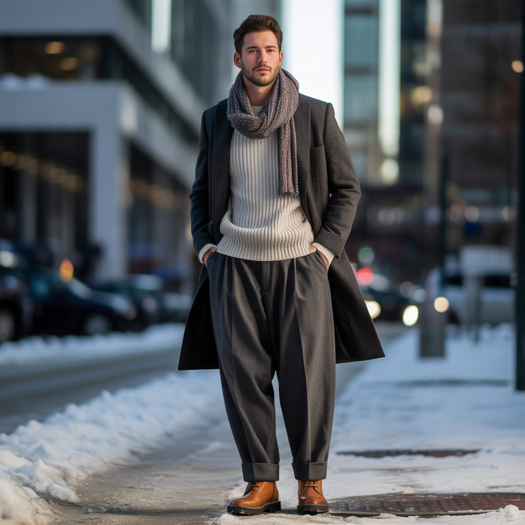 how to style baggy pants in winter