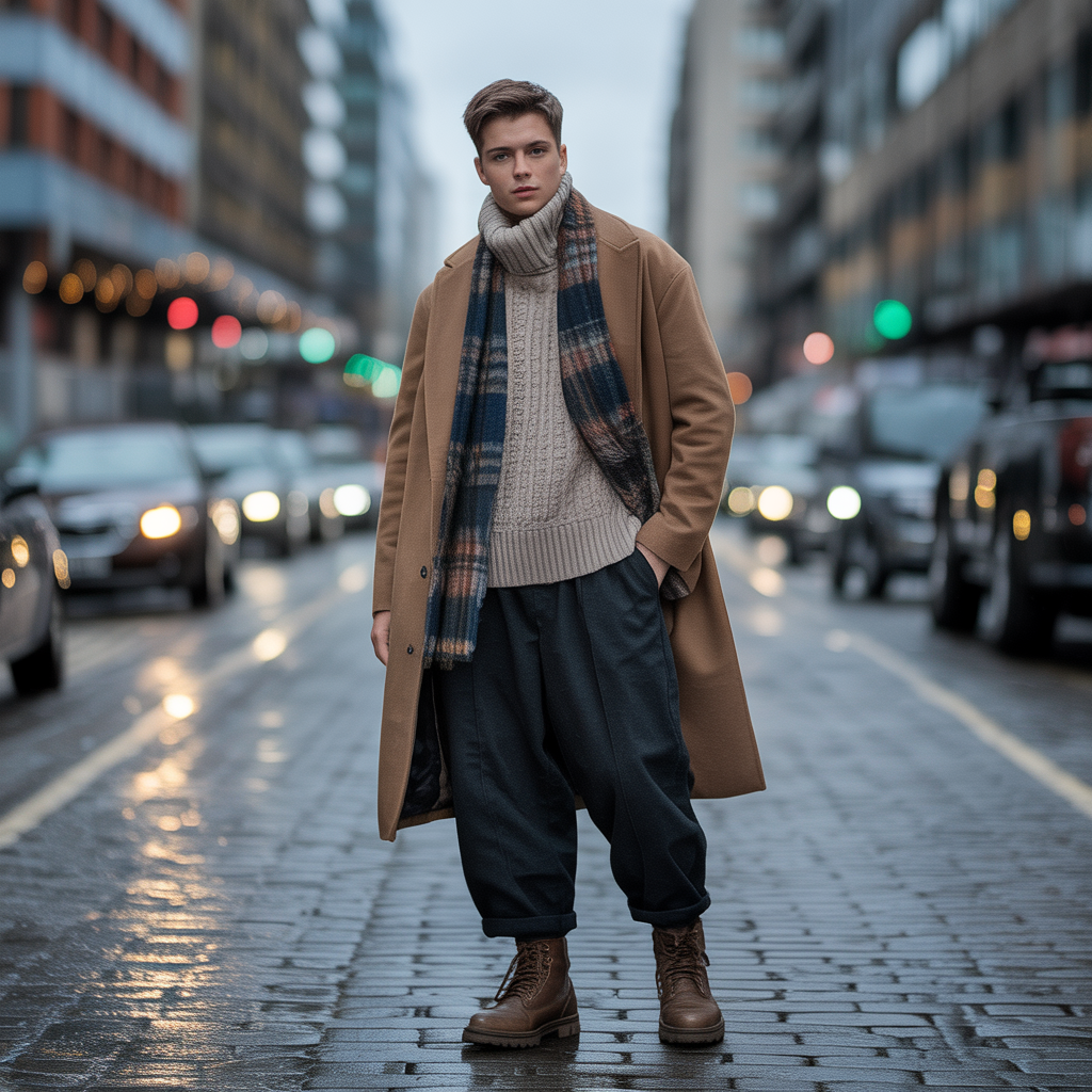 how to style baggy pants in winter