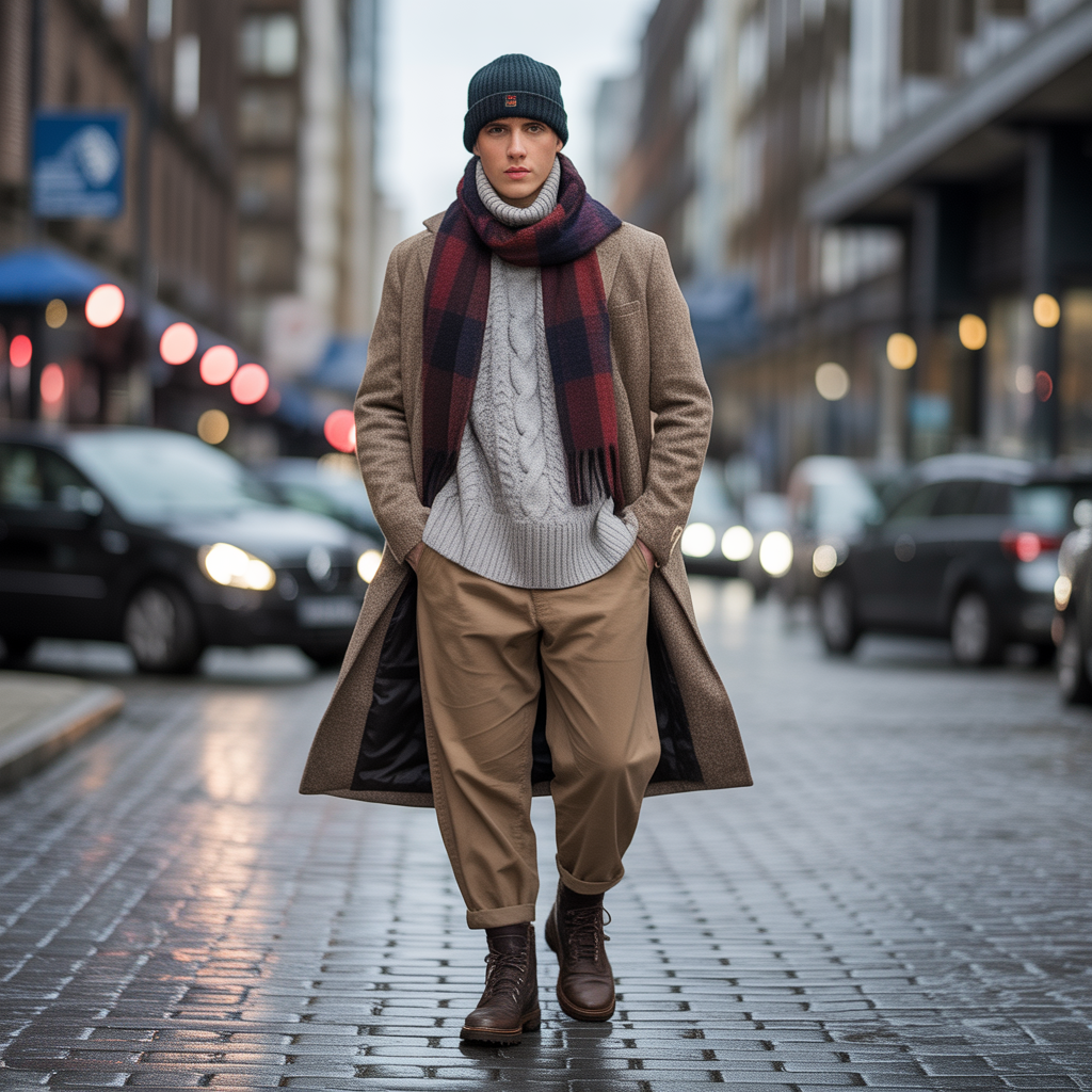 how to style baggy pants in winter