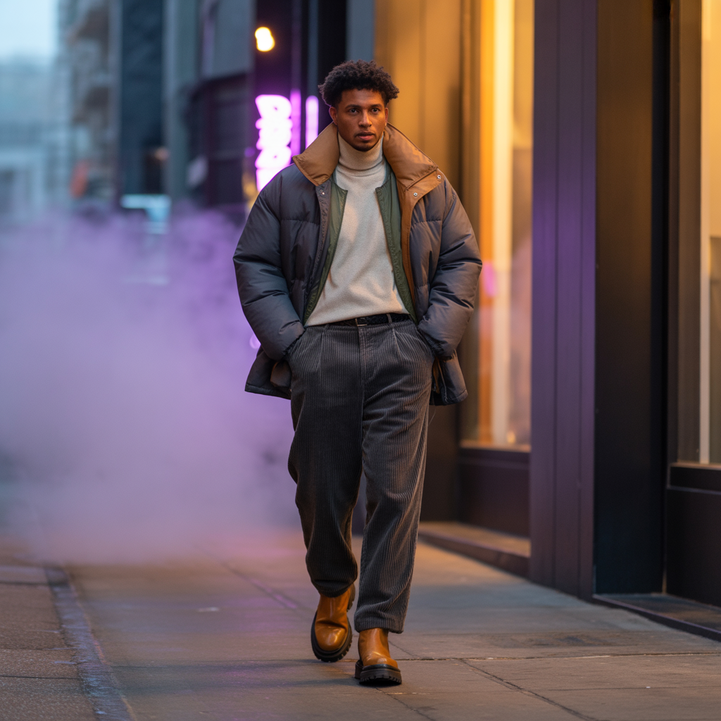 how to style baggy pants in winter