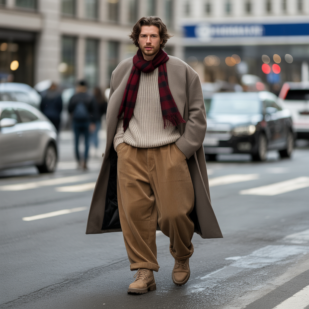how to style baggy pants in winter