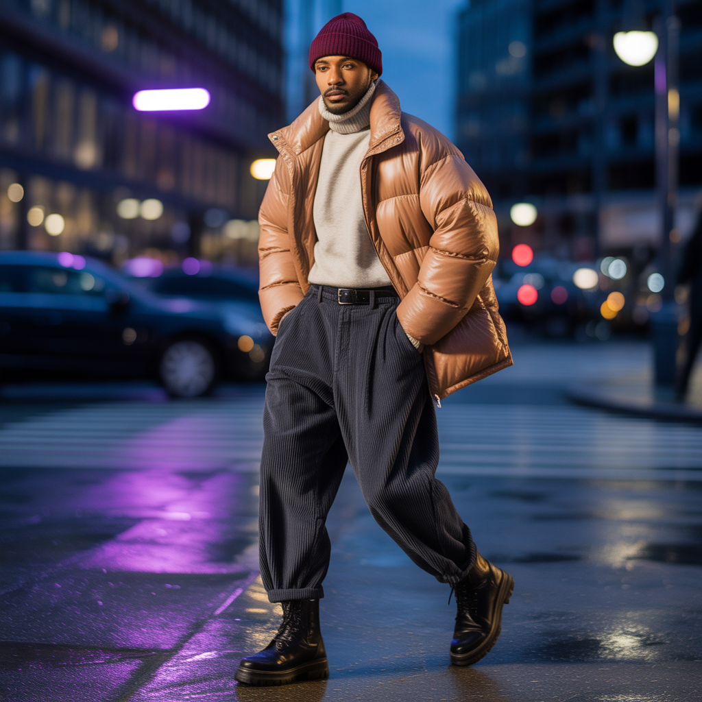how to style baggy pants in winter