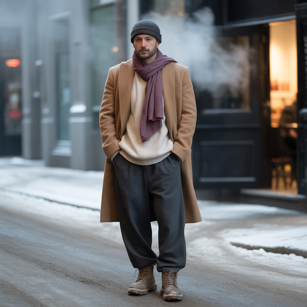 how to style baggy pants in winter