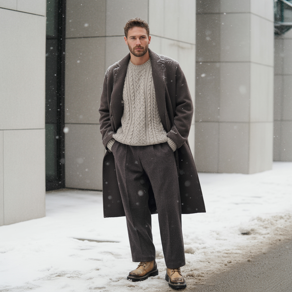 how to style baggy pants in winter