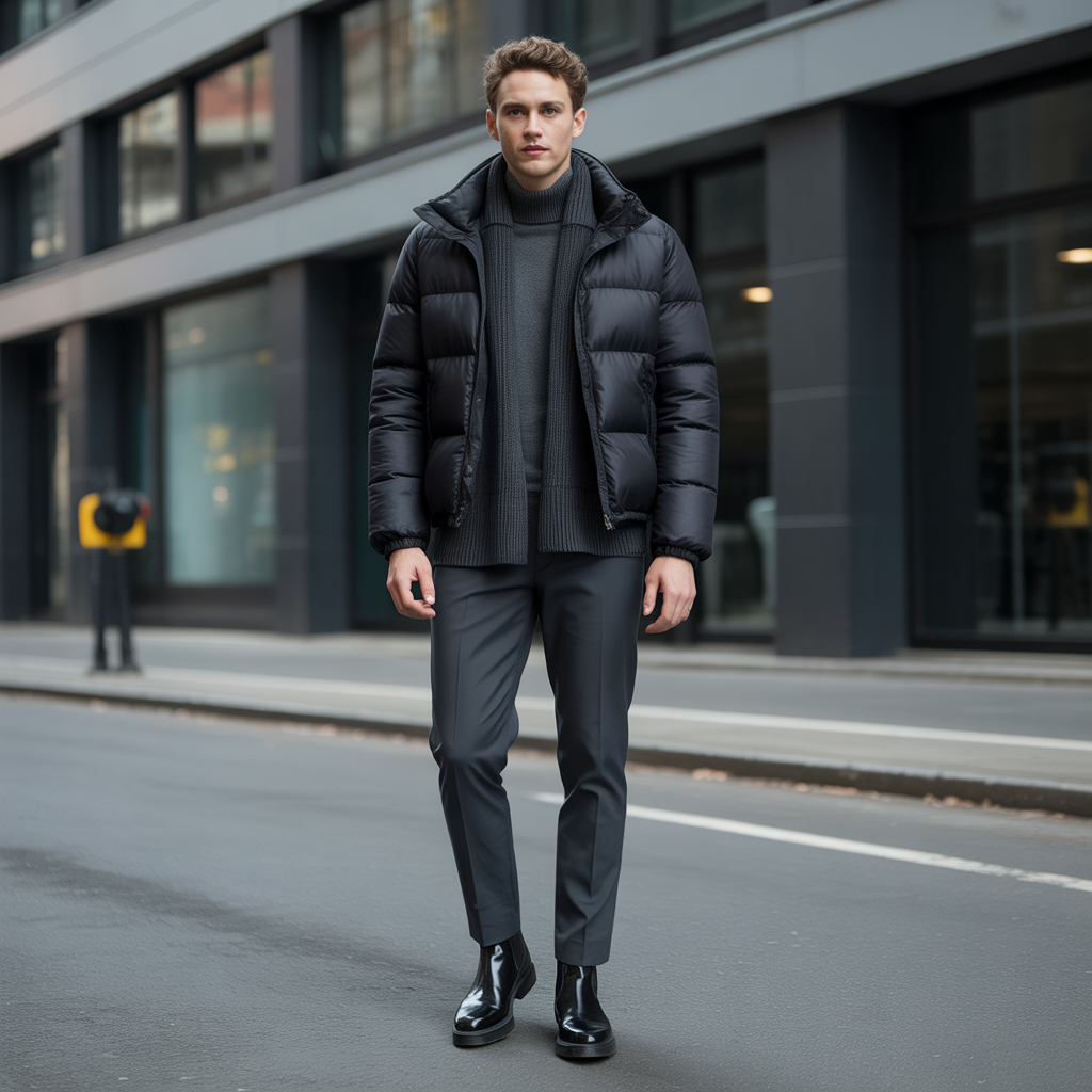 how to style black puffer jacket in this winter
