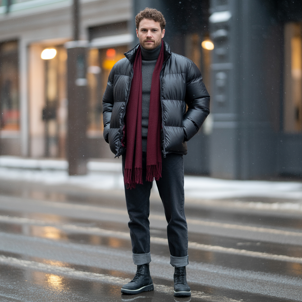 how to style black puffer jacket in this winter