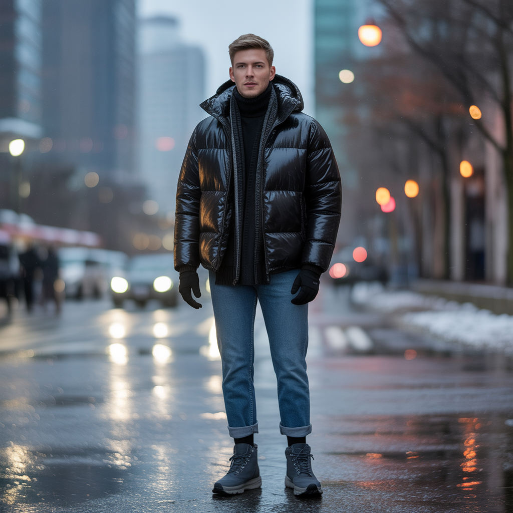 how to style black puffer jacket in this winter