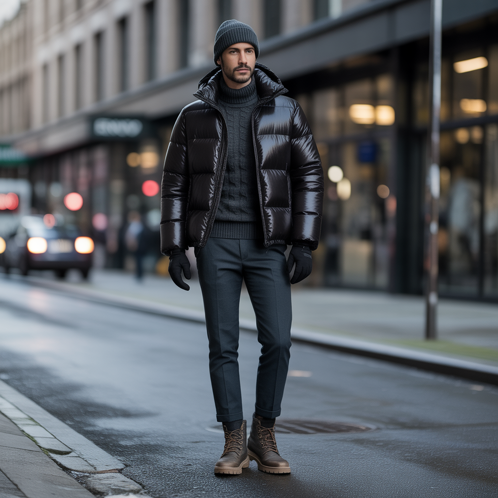 how to style black puffer jacket in this winter