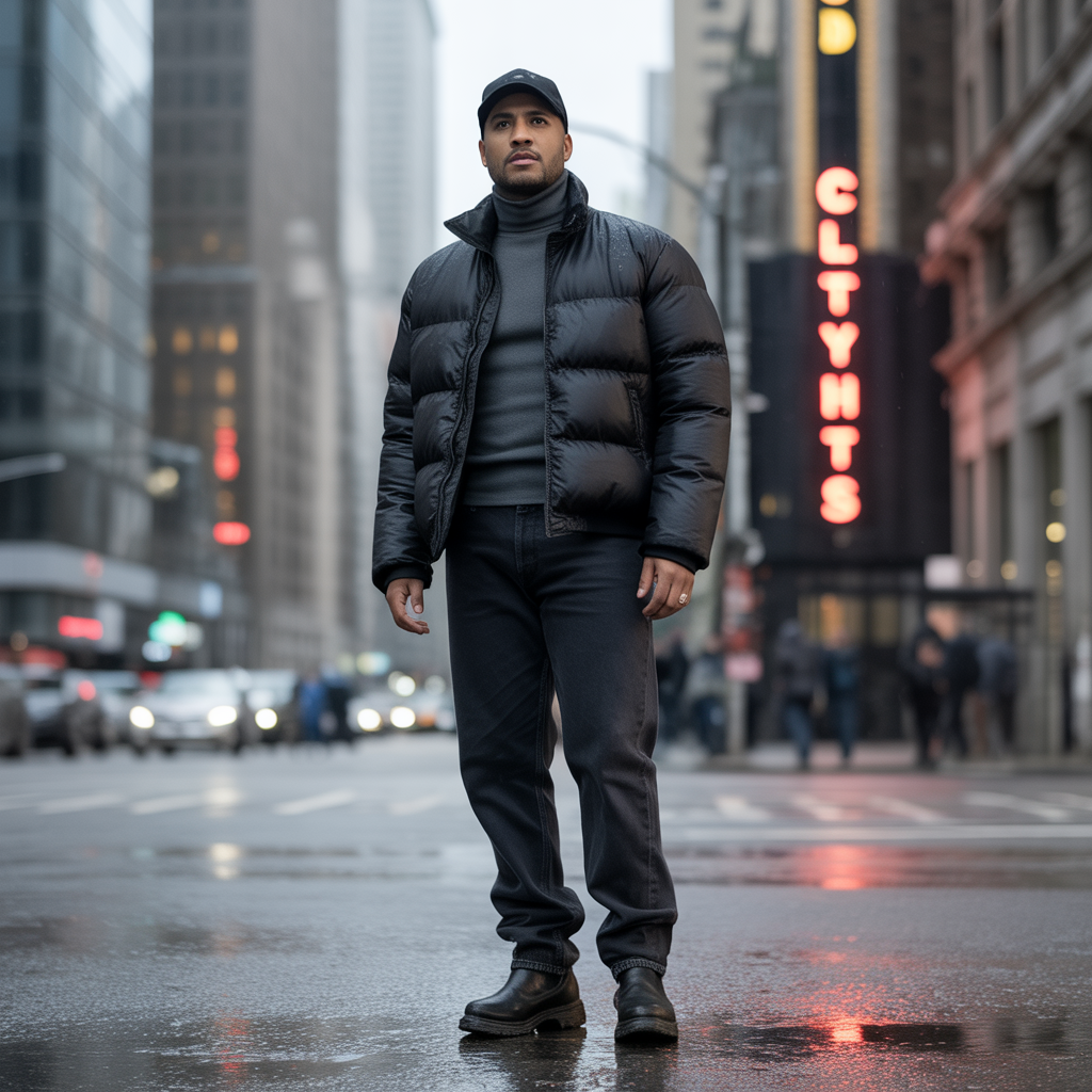 how to style black puffer jacket in this winter