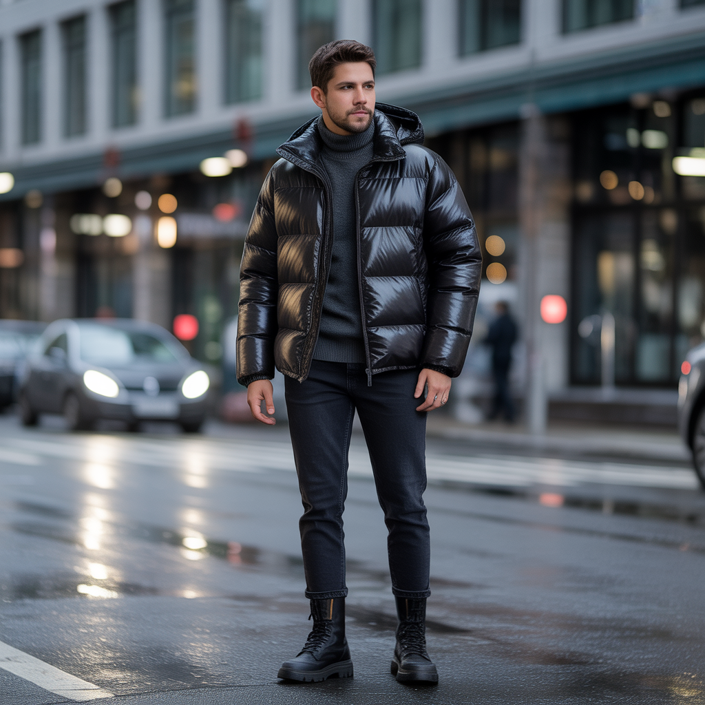 how to style black puffer jacket in this winter