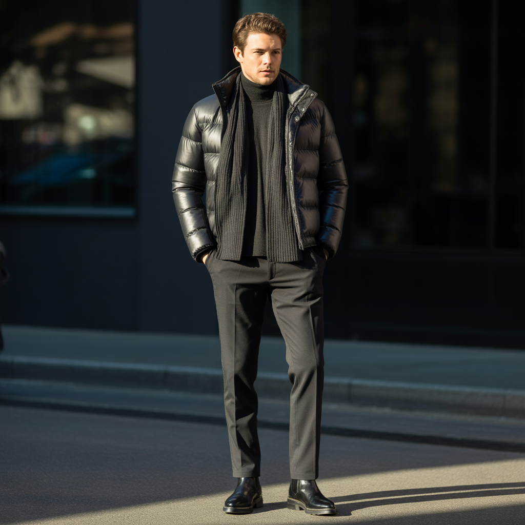 how to style black puffer jacket in this winter