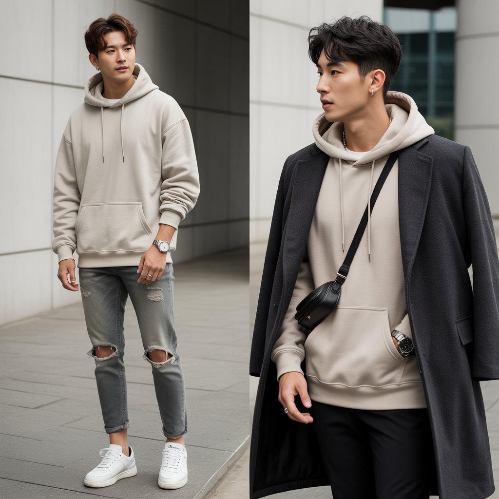 how to transition your hoodie outfits like korean men