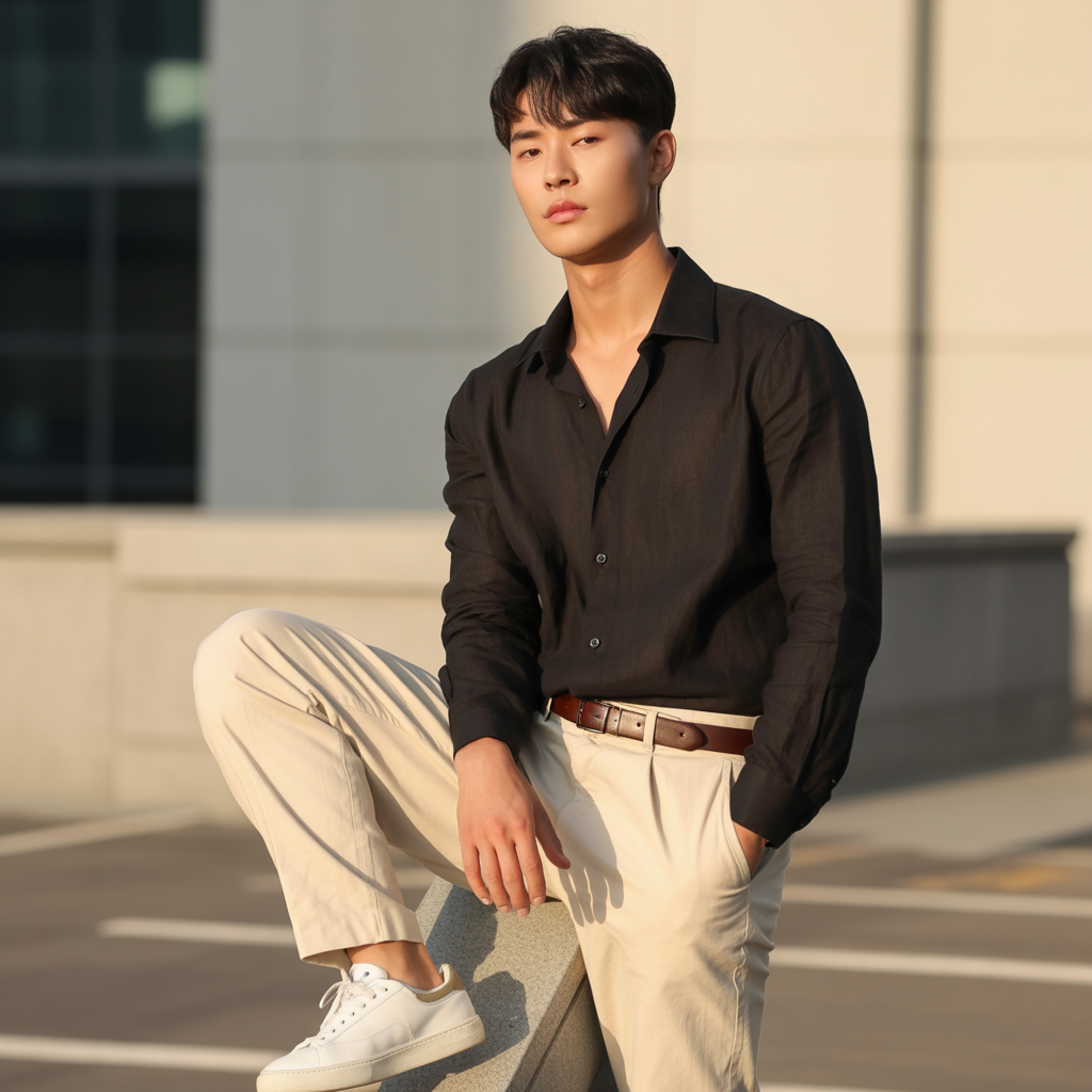how to wear a black shirt in summer like korean men
