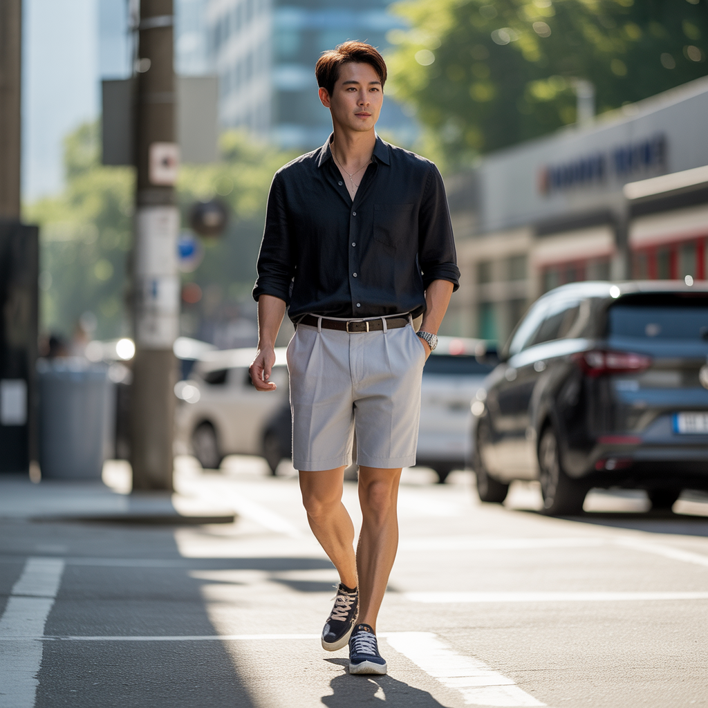 how to wear a black shirt in summer like korean men